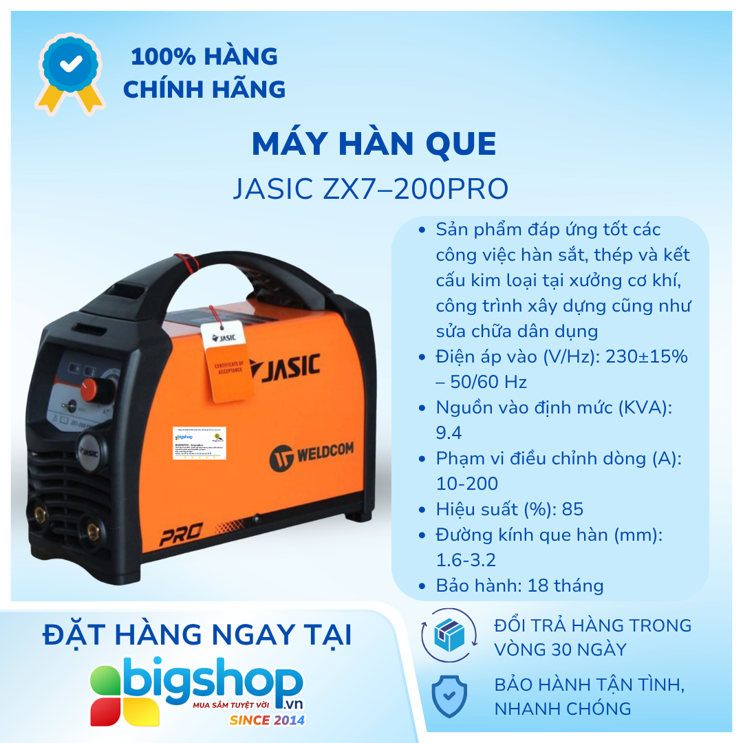 Máy hàn que JASIC ZX7–200PRO