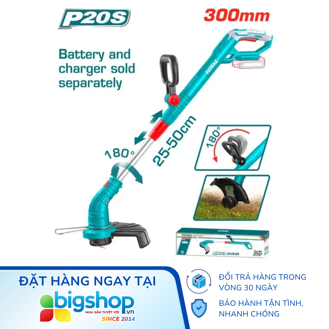 Máy cắt cỏ dùng pin 20V TOTAL TGTLI20018 (Đường kính cắt 300mm)