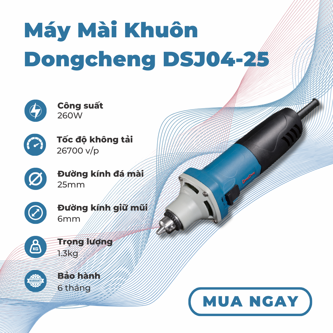 Máy mài khuôn DongCheng DSJ04-25, 6mm, đầu kẹp