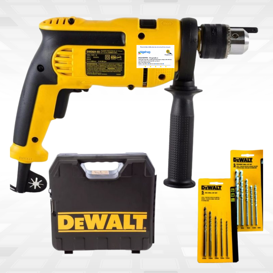 Máy khoan động lực cầm tay DEWALT DWD024K-B1 (Công suất 650W, mũi 13mm)