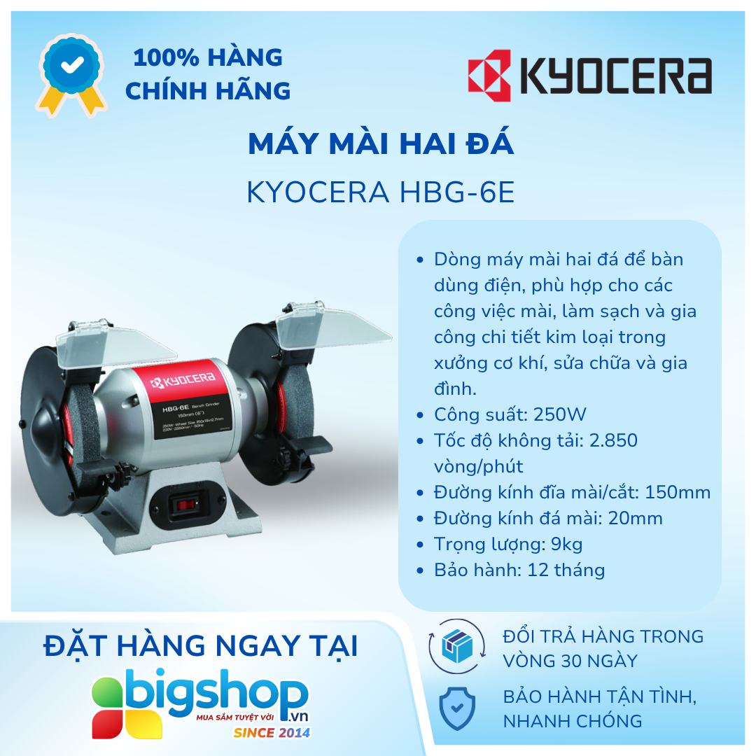 Máy mài hai đá KYOCERA HBG-6E (Công suất 250W, đĩa 150mm)