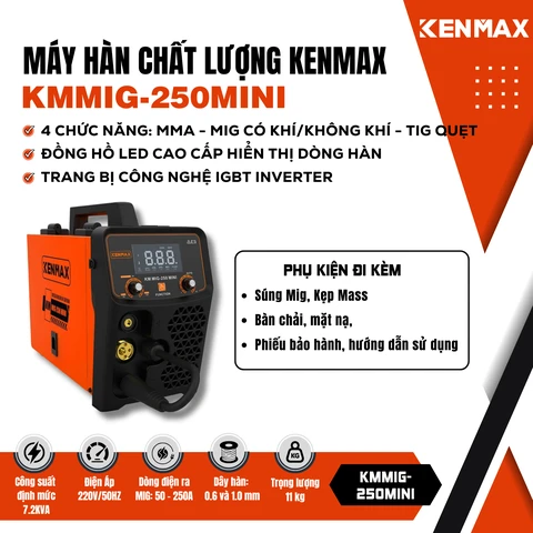 Máy hàn Mig Kenmax 250- MINI 4 Chức năng Tích hợp