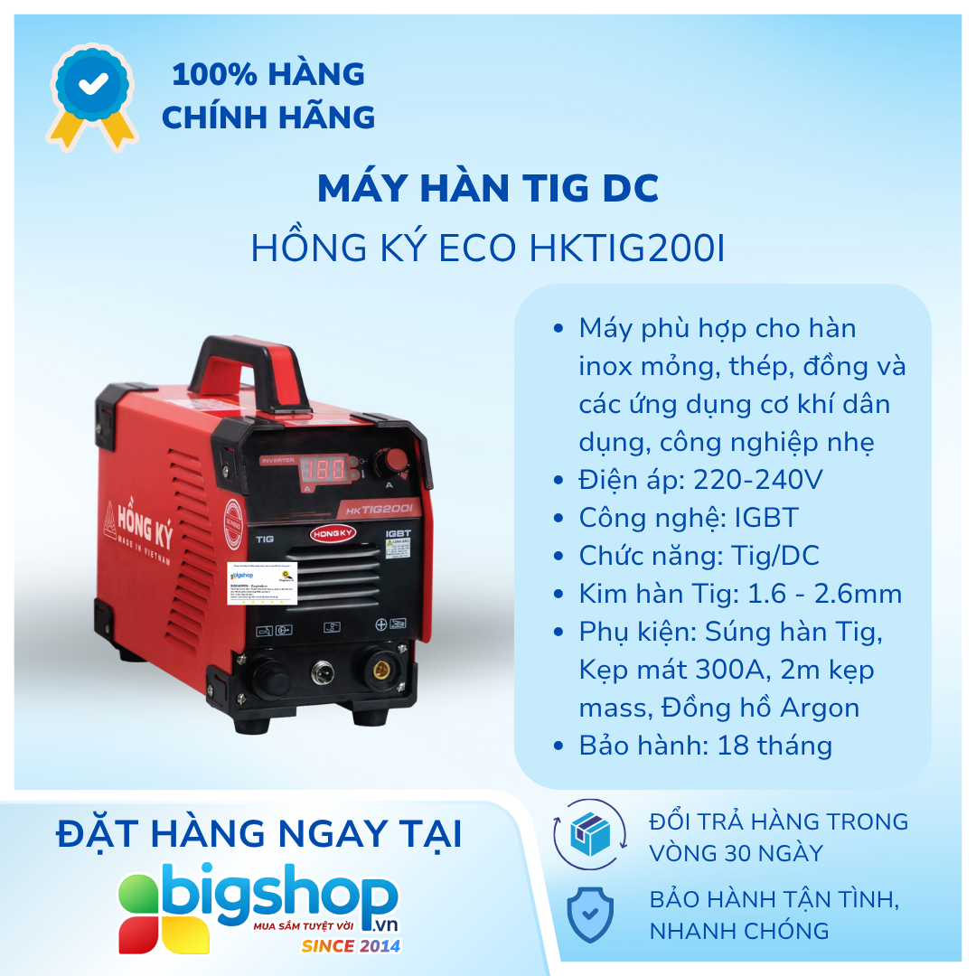 Máy hàn TIG DC Hồng Ký Eco HKTIG200I