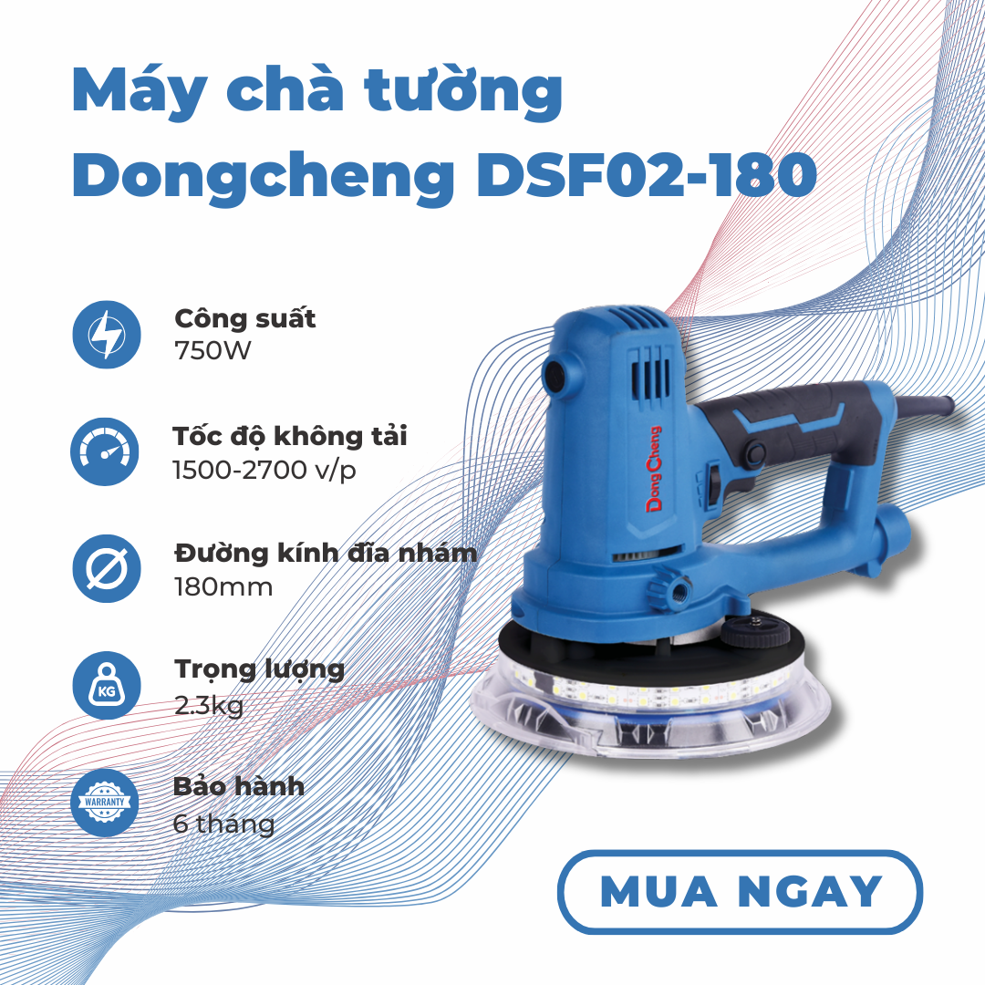 Máy Chà Nhám Tường Dongcheng DSF02-180, 180mm
