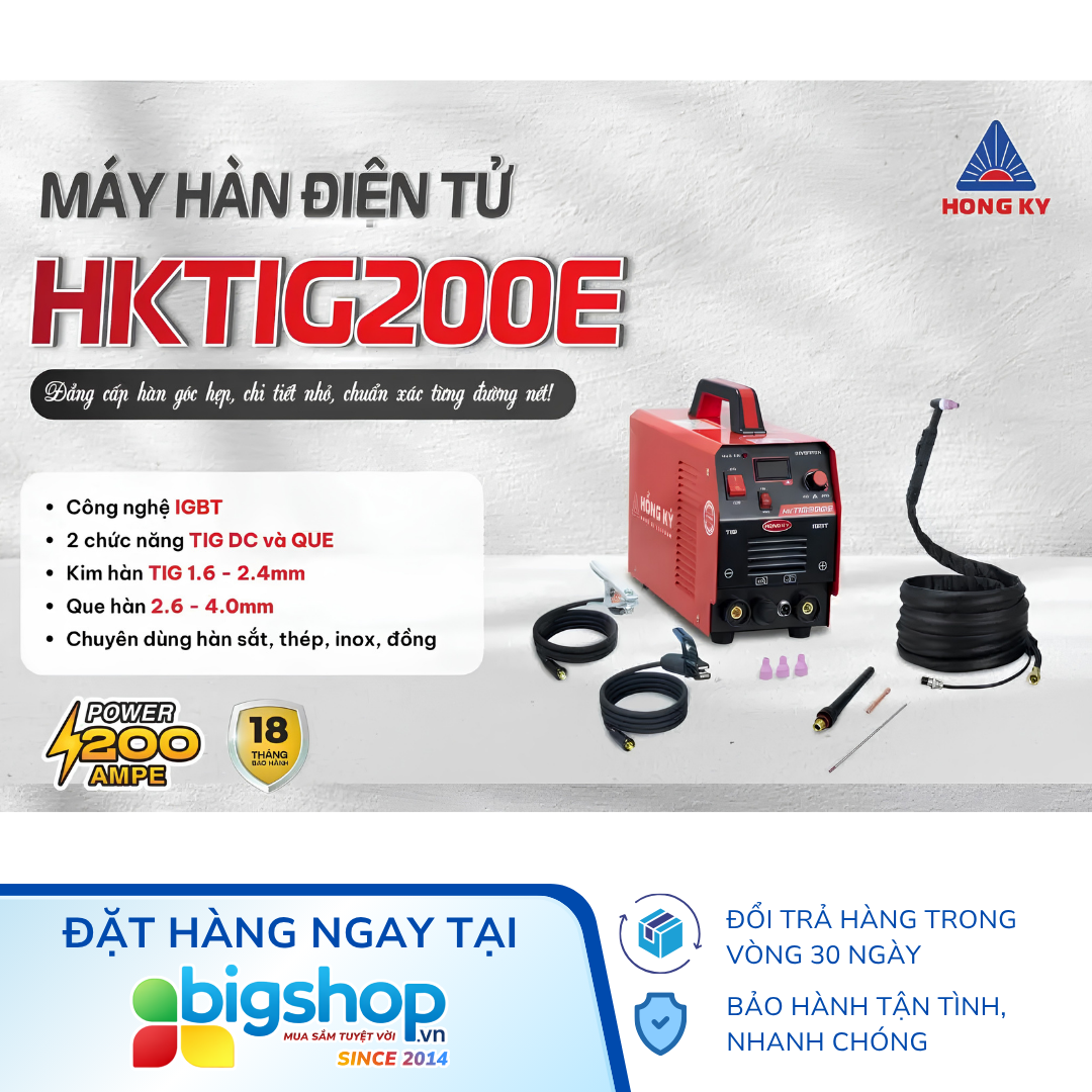 Máy hàn TIG DC que Hồng Ký Eco HKTIG200E (Dòng hàn 200A)