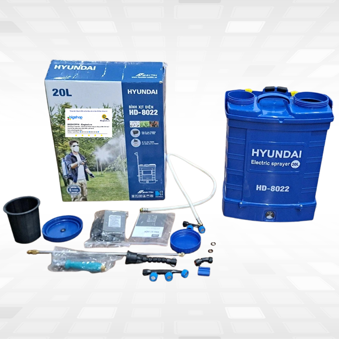 Bình xịt điện HYUNDAI HD-8022 (20L, 12Ah, bơm đôi)