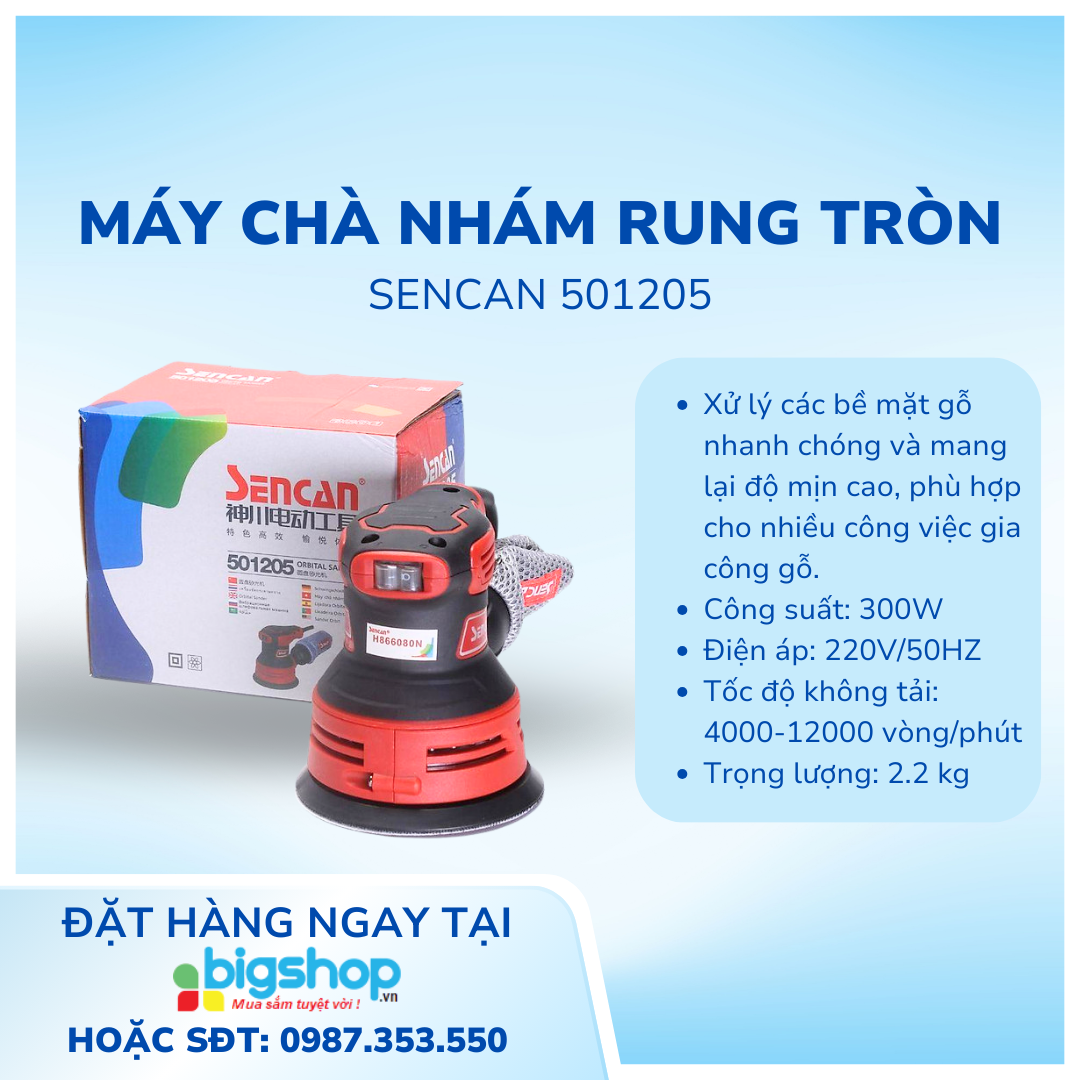 Máy chà nhám rung tròn SENCAN 501205, 125mm