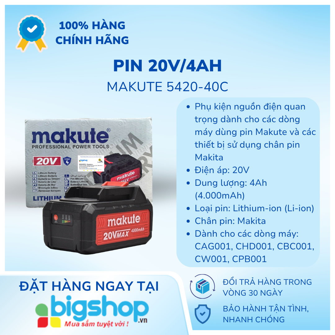 Pin 20V/4AH Makute 5420-40C (Chân pin Makita)