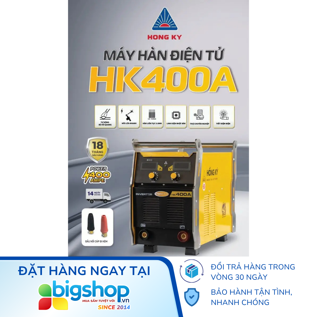 Máy hàn que điện tử Hồng Ký HK400A (MMA Inverter 400A/380V)