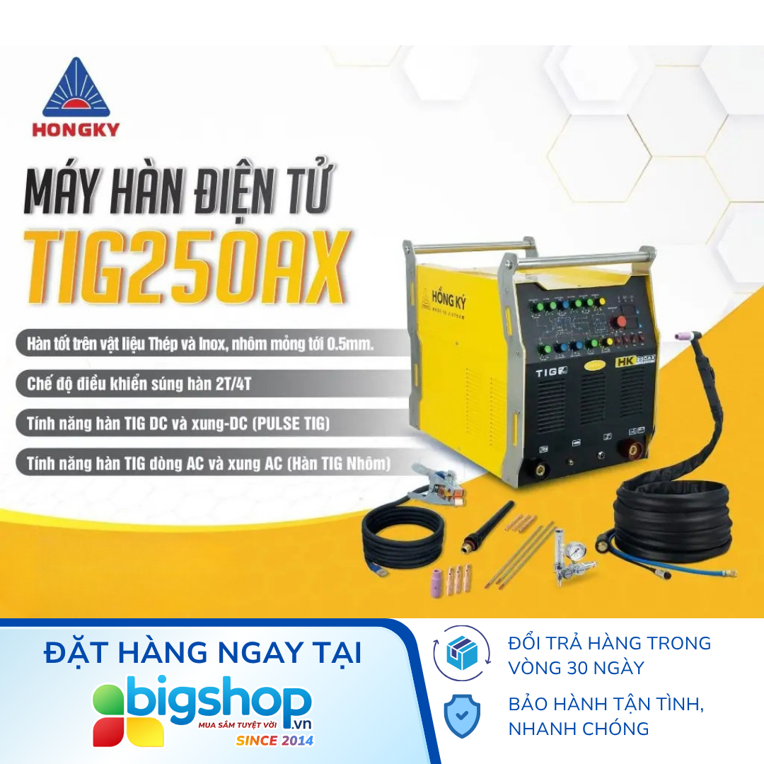 Máy hàn TIG AC DC xung que Hồng Ký Master HKTIG250AX (250A/220V)