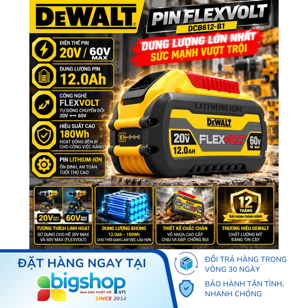 Pin Flexvolt 20V/60V - 12Ah DEWALT DCB612-B1