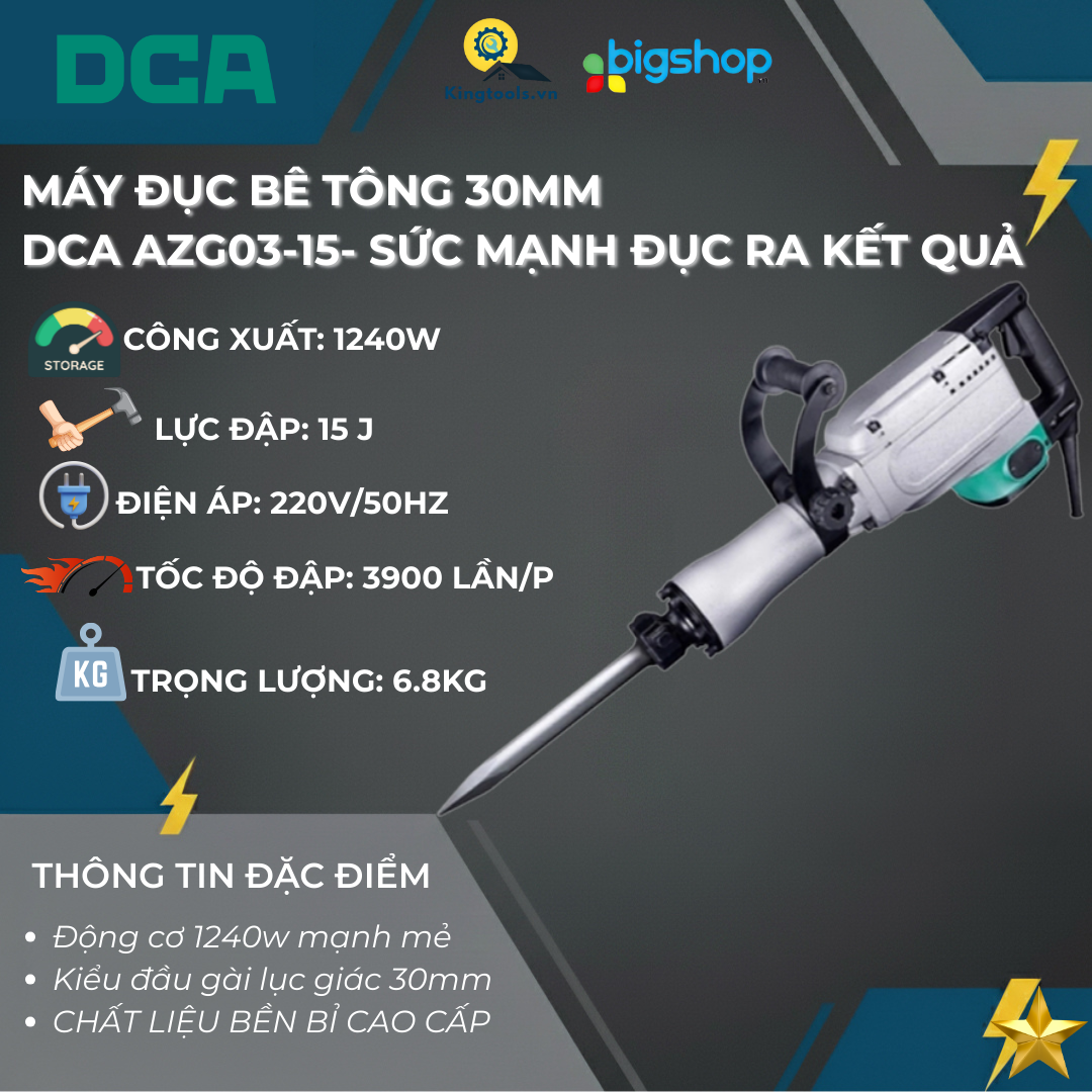 Máy đục bê tông 1240 W DCA AZG03-15 30mm