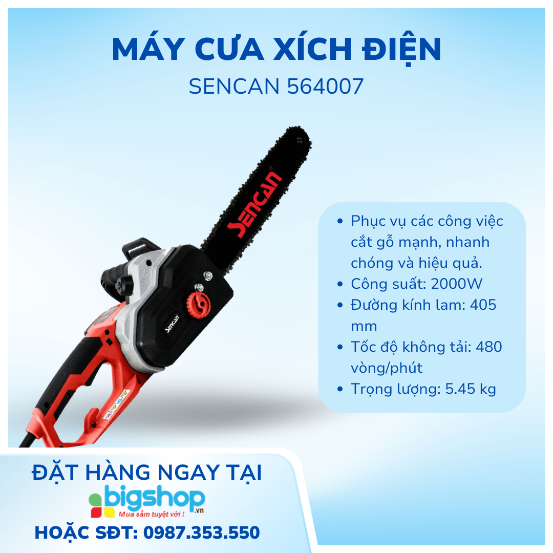 Máy cưa xích điện SENCAN 564007, cs 1900W