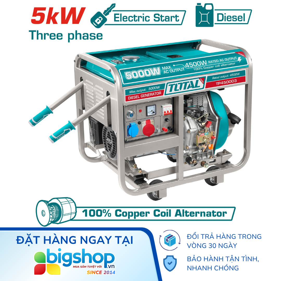 Máy phát điện dùng dầu Diezen TOTAL TP450003 - Công suất 5.0kW