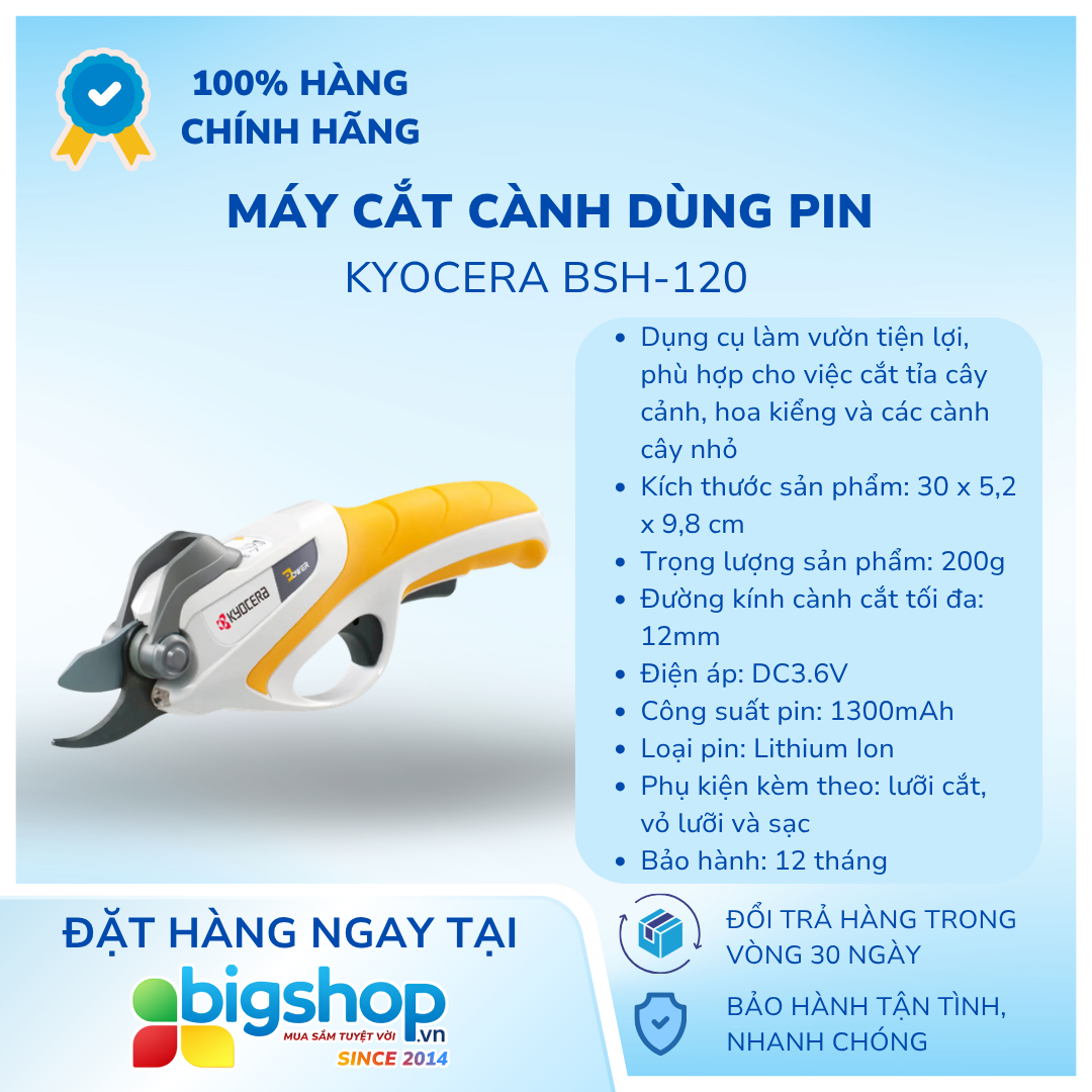 Máy cắt cành dùng pin KYOCERA BSH-120 chính hãng