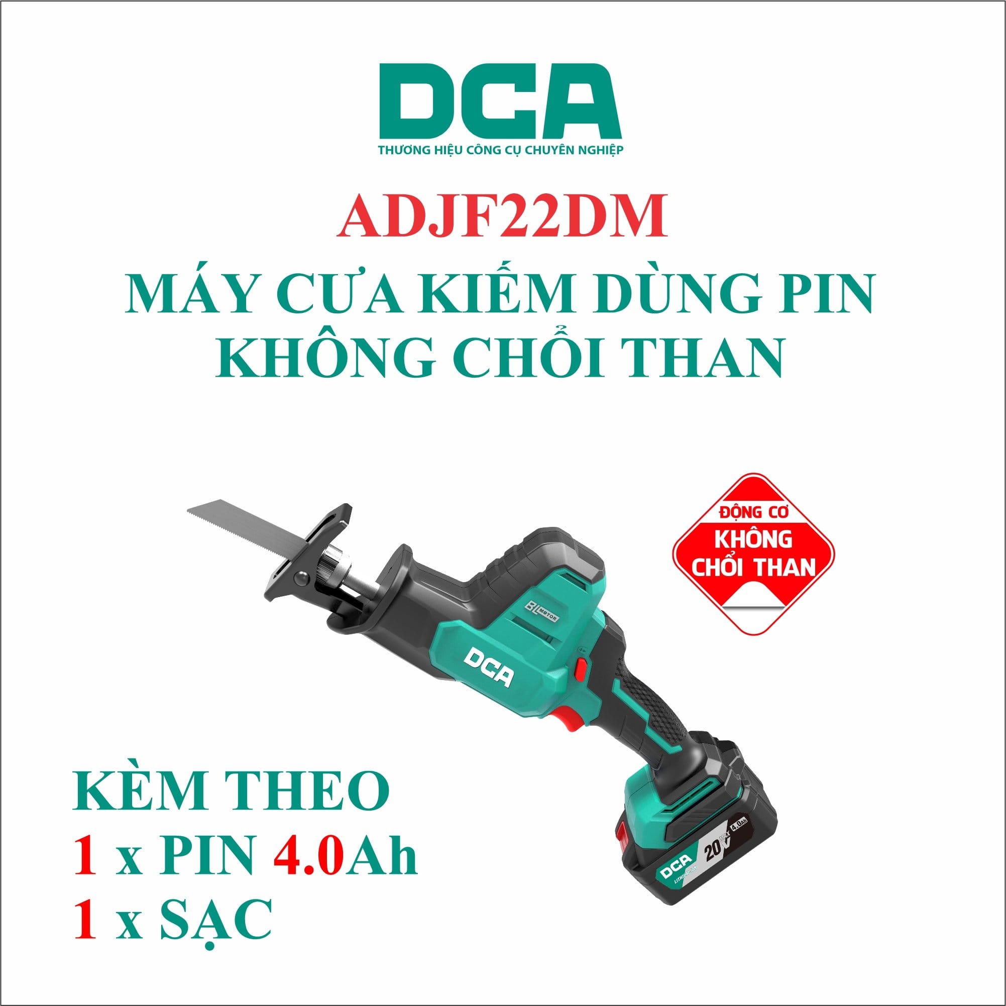 Máy cưa kiếm không chổi than dùng pin DCA ADJF22DM