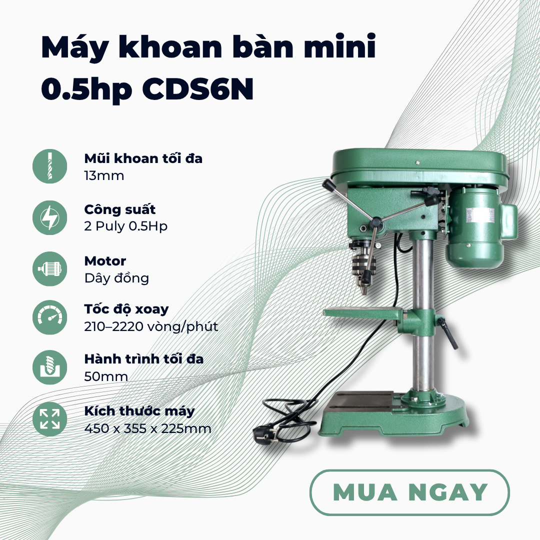 Máy khoan bàn 0.5hp - 370W  CDS6N ( 6 tấc), 13mm