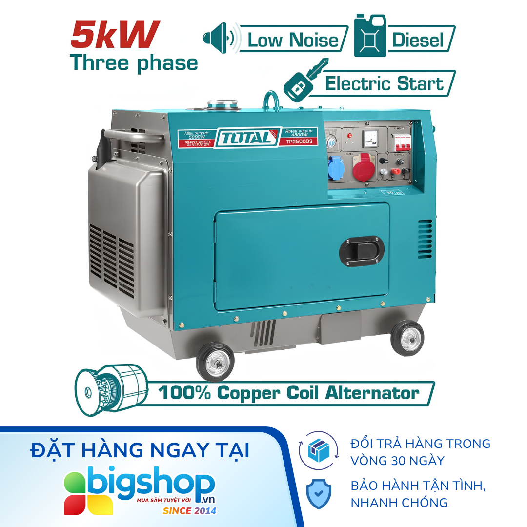 Máy phát điện dùng dầu Diezen TOTAL TP250003 - Công suất 5.0kW