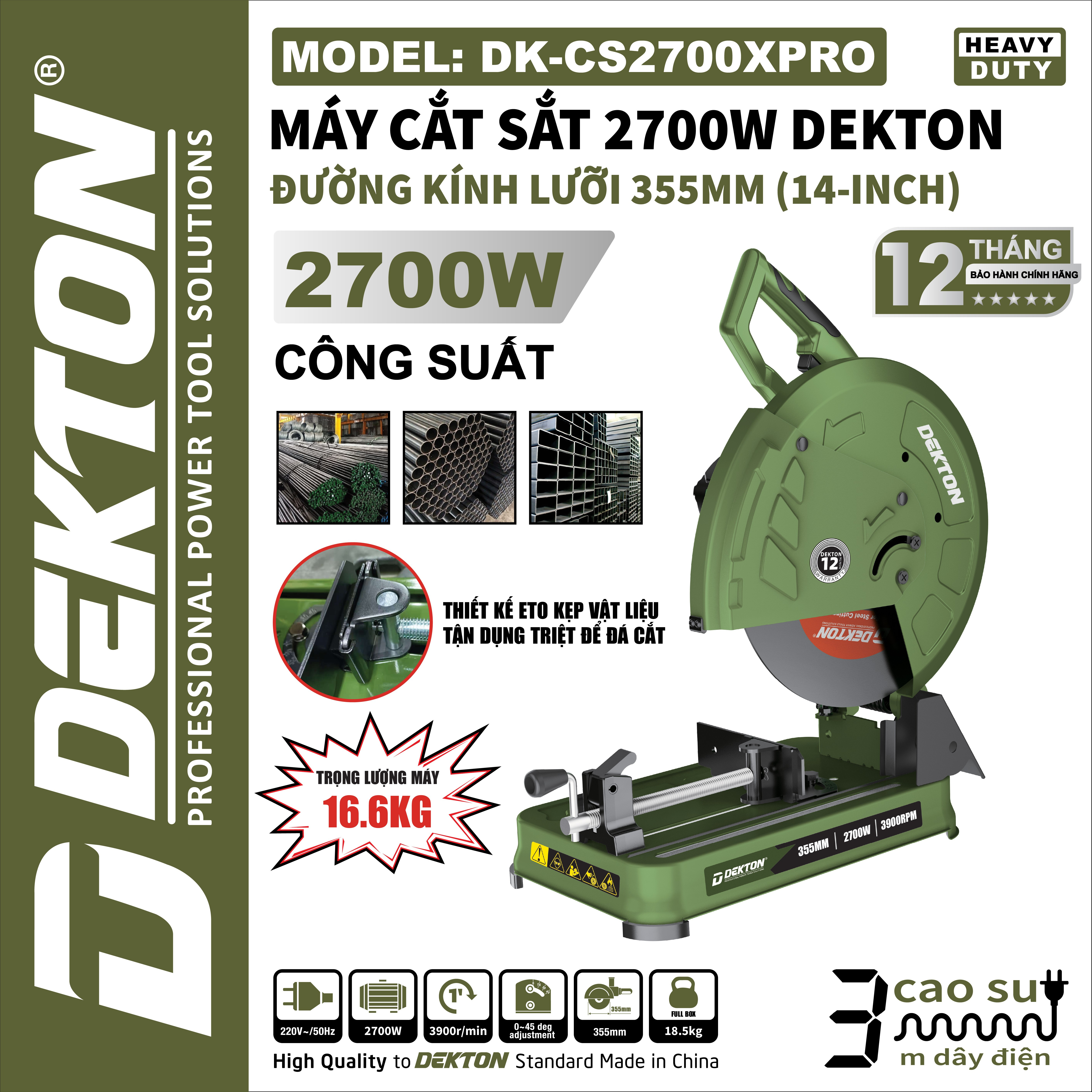 Máy Cắt Sắt DEKTON 2700W DK-CS2700XPRO, 355mm