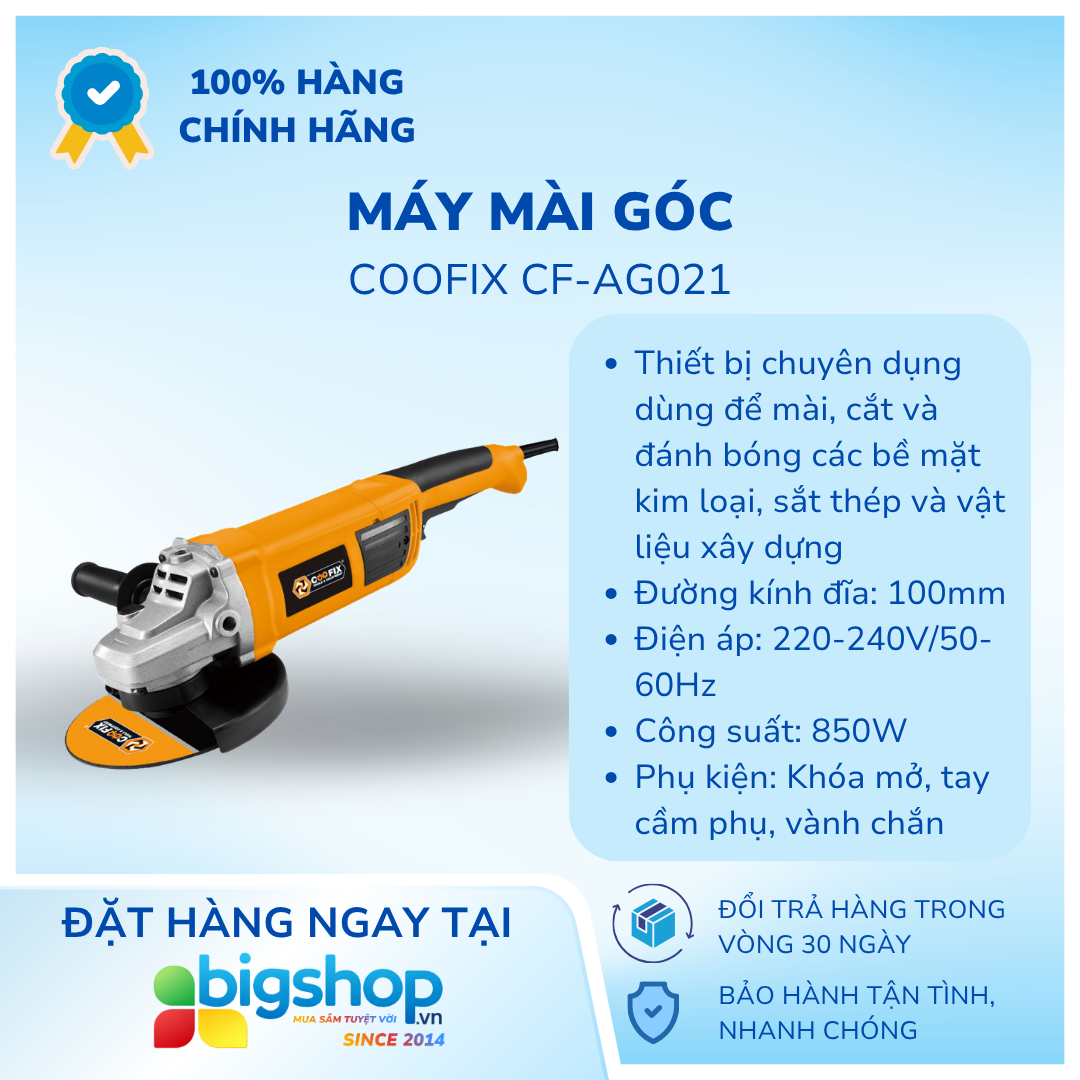 Máy mài góc COOFIX CF-AG021 (CS 850W, đĩa 100mm)
