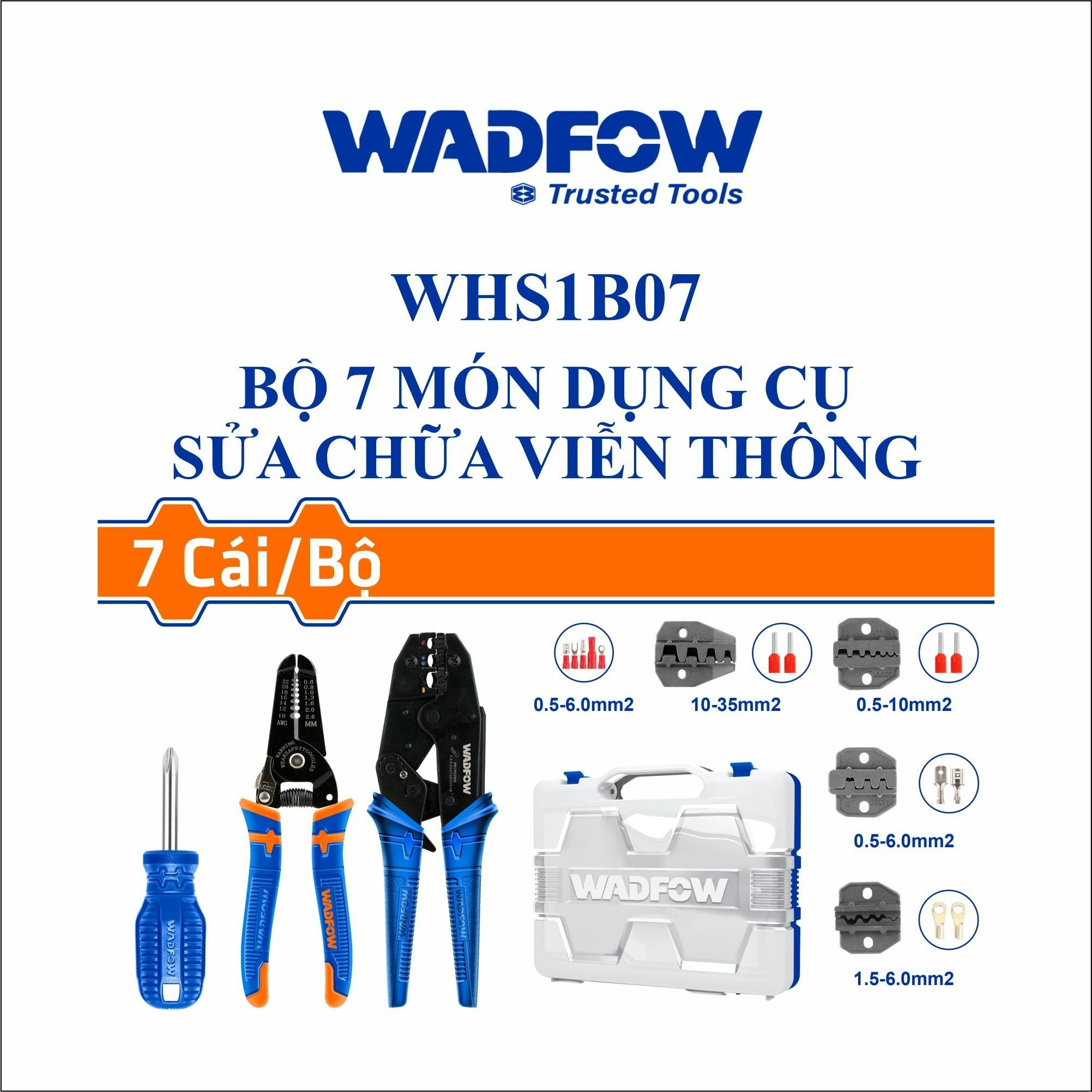 Bộ dụng cụ 7 món sửa chữa viễn thông WADFOW WHS1B07
