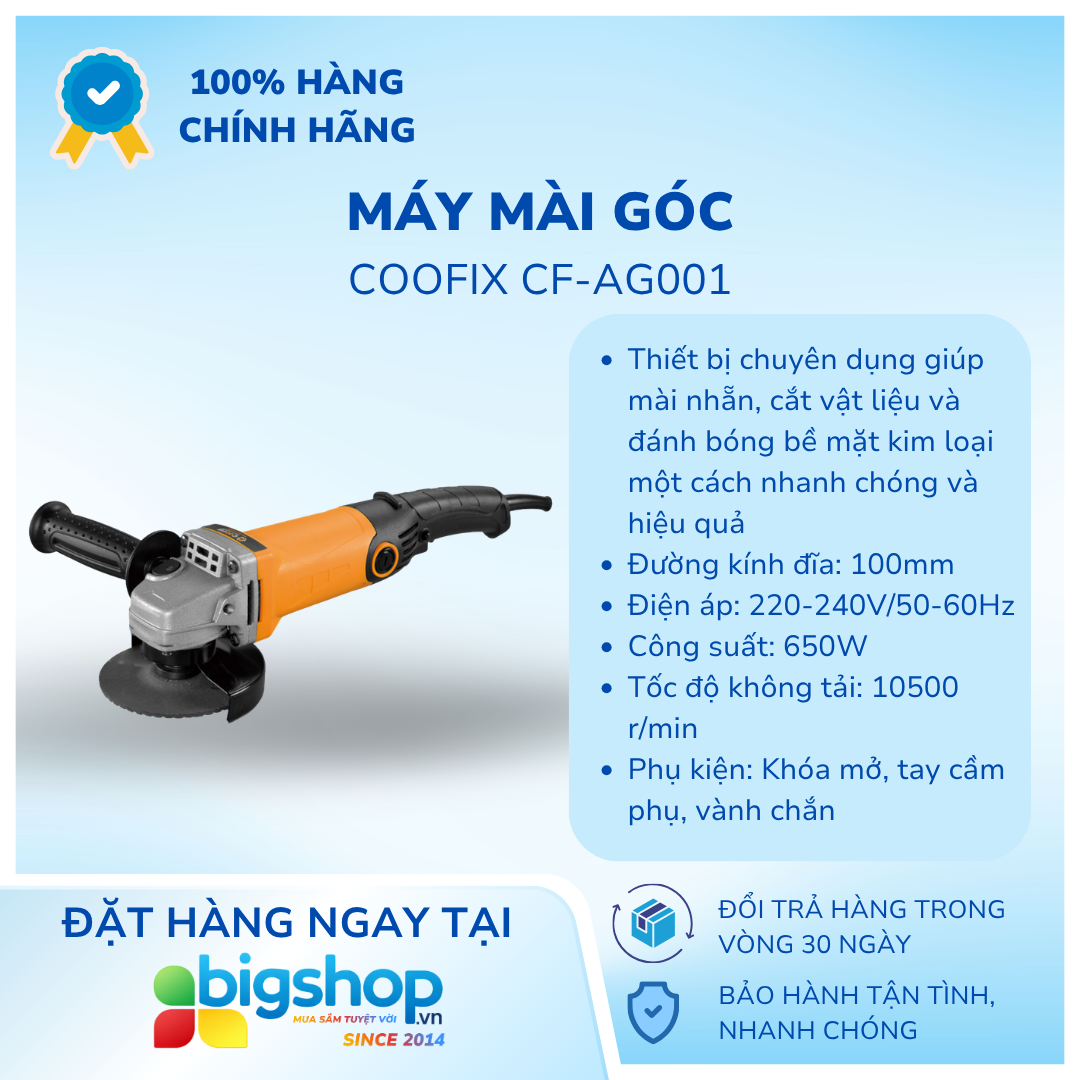 Máy mài góc COOFIX CF-AG001 (CS 650W, đĩa 100mm)