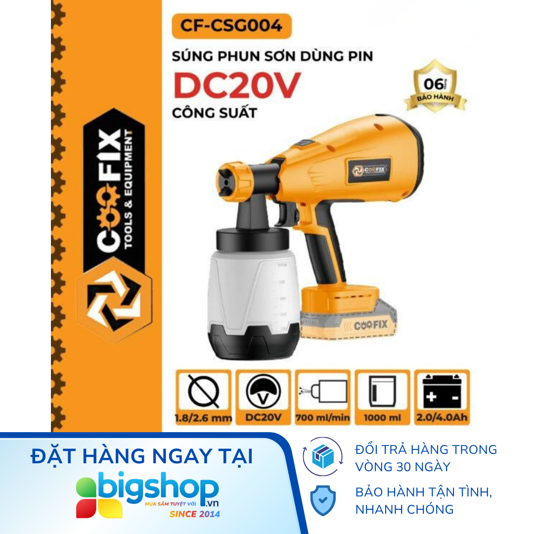 Súng phun sơn dùng pin Coofix CF-CSG004 (CS 700W, bình 800ml)
