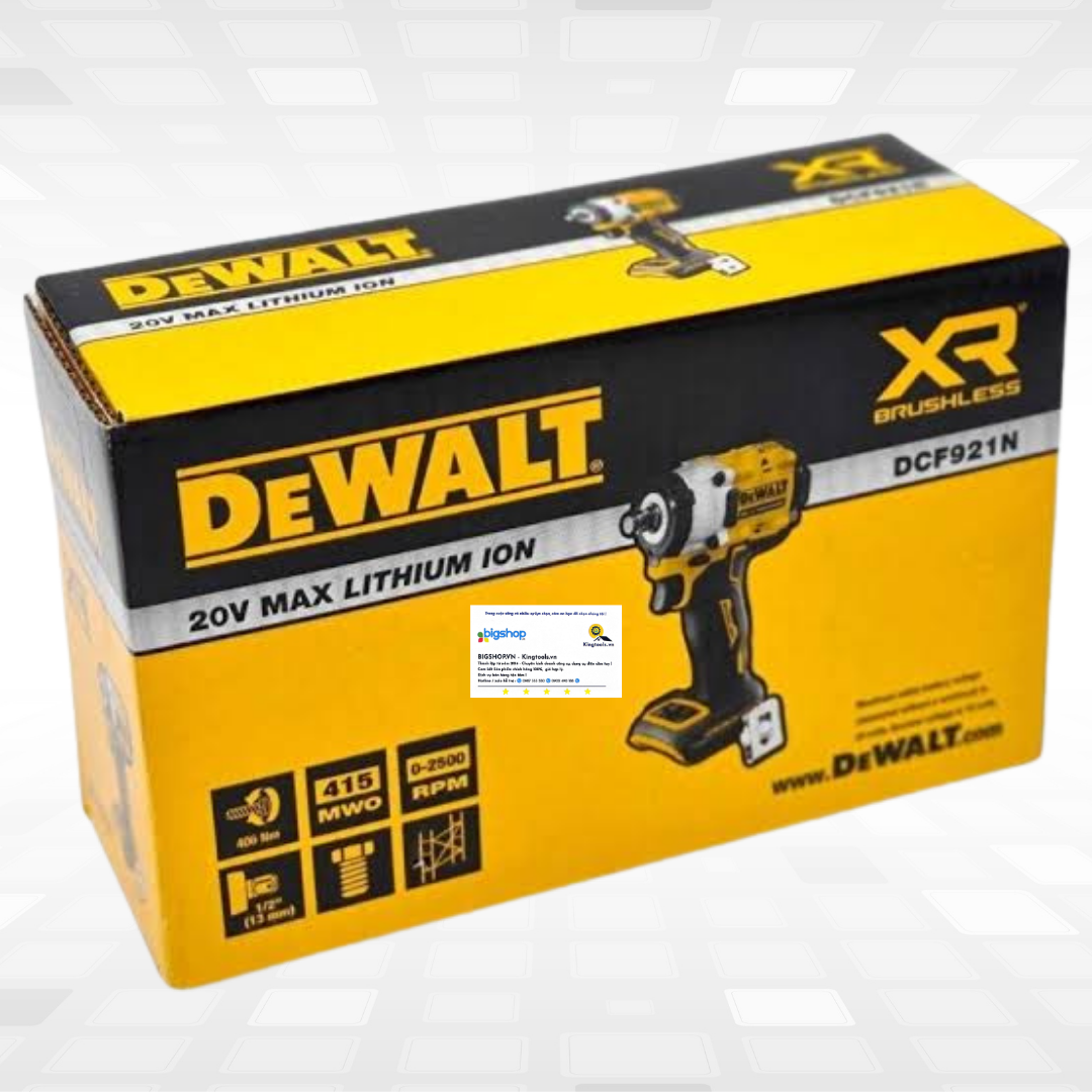 Máy siết bulong pin 20V DEWALT DCF921N-B1 - Thân máy (Lực siết 407Nm)