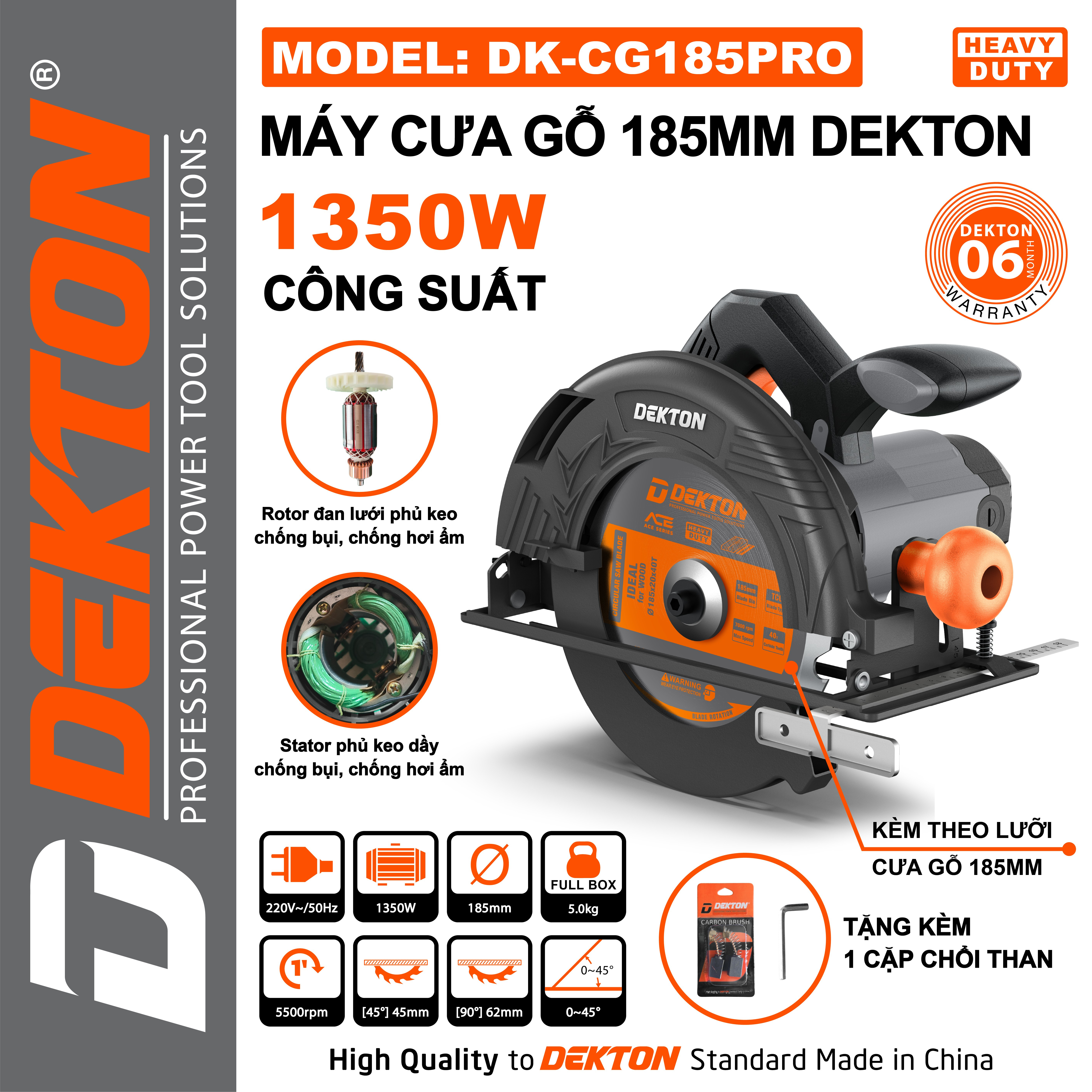 Máy cưa gỗ DEKTON DK-CG185PRO, công suất 1350W