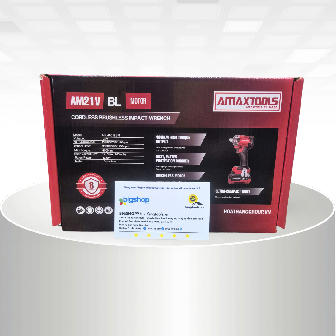 Máy vặn bu lông dùng pin 21V AMAXTOOLS ABL40012SM (Lực siết 400Nm)