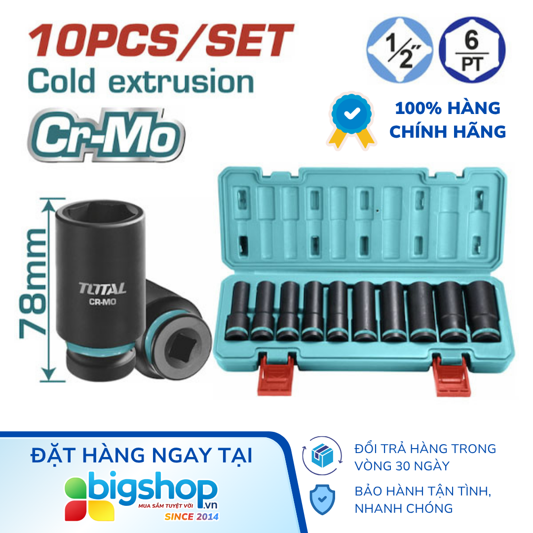 Bộ 10 đầu tuýp Deep Impact DR 1/2 inch TOTAL THKISD12102L