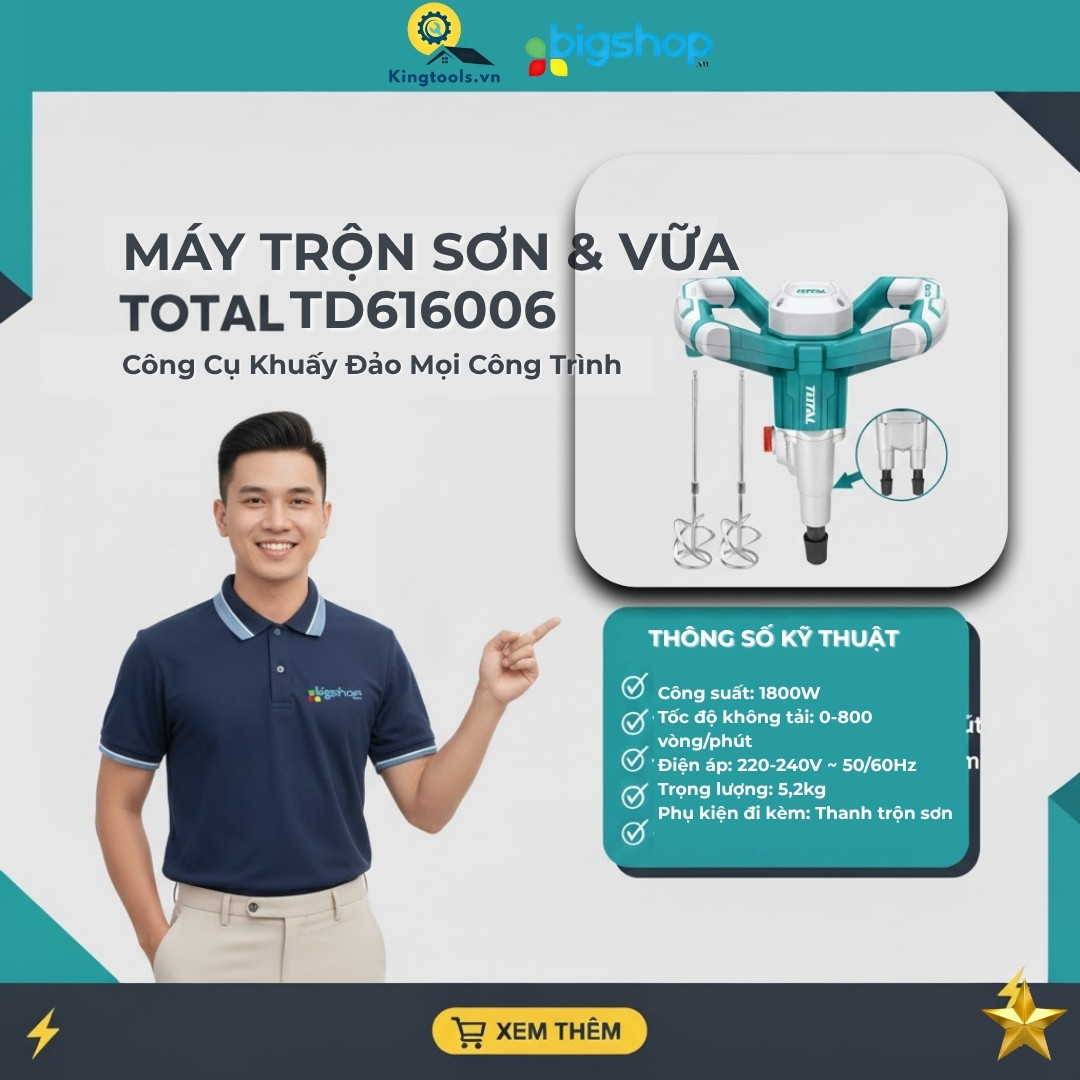 Máy trộn sơn Total TD616006, cs 1800W