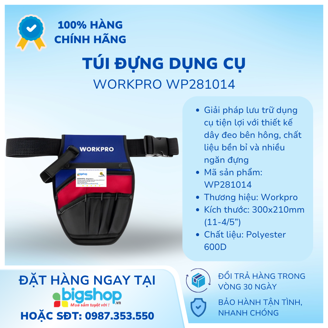 Túi đựng dụng cụ bẳng vải dệt đeo hông Workpro WP281014