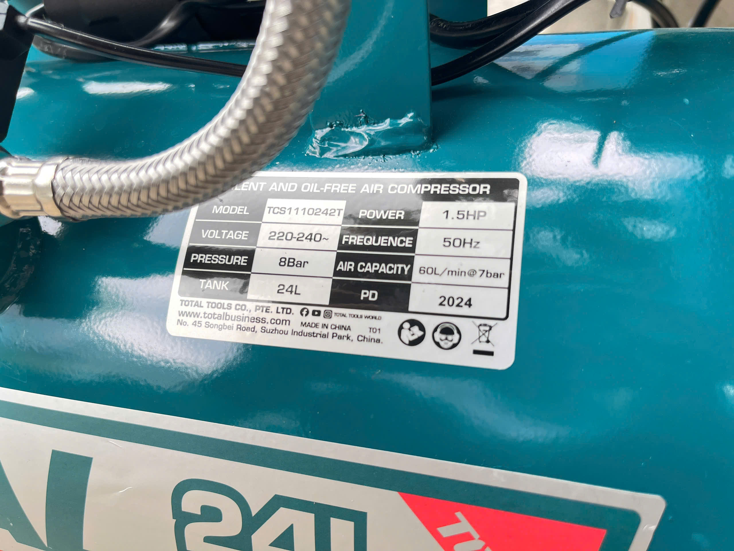 Máy nén khí không dầu Total TCS1110242T, 24L, CS 1100W
