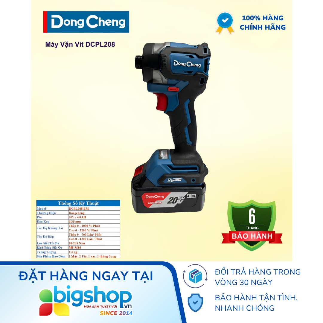Máy bắt vít dùng pin 20V DONGCHENG DCPL208