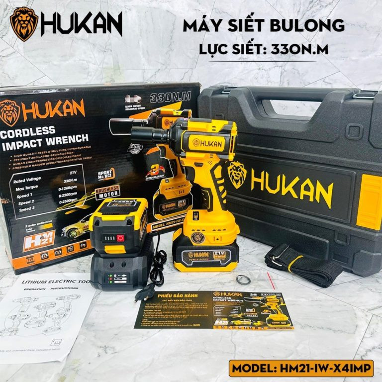 Máy siết bulong dùng pin Hukan HM21-IW-X4IMP ( Thân máy + 2 pin 3.0 + sạc ADT21)