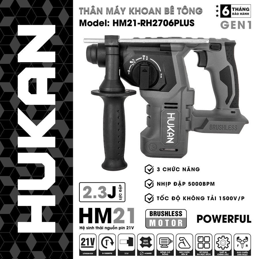Thân máy khoan bê tông PIN Hukan HM21-RH2706PLUS