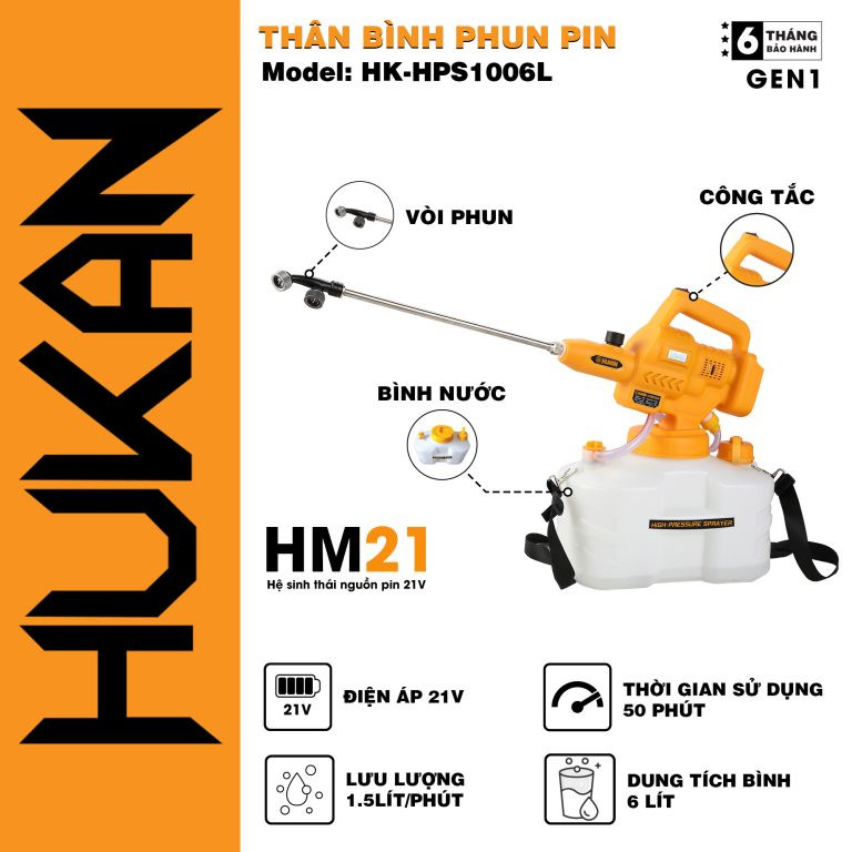 Thân máy phun pin Hukan HK-HPS1006L