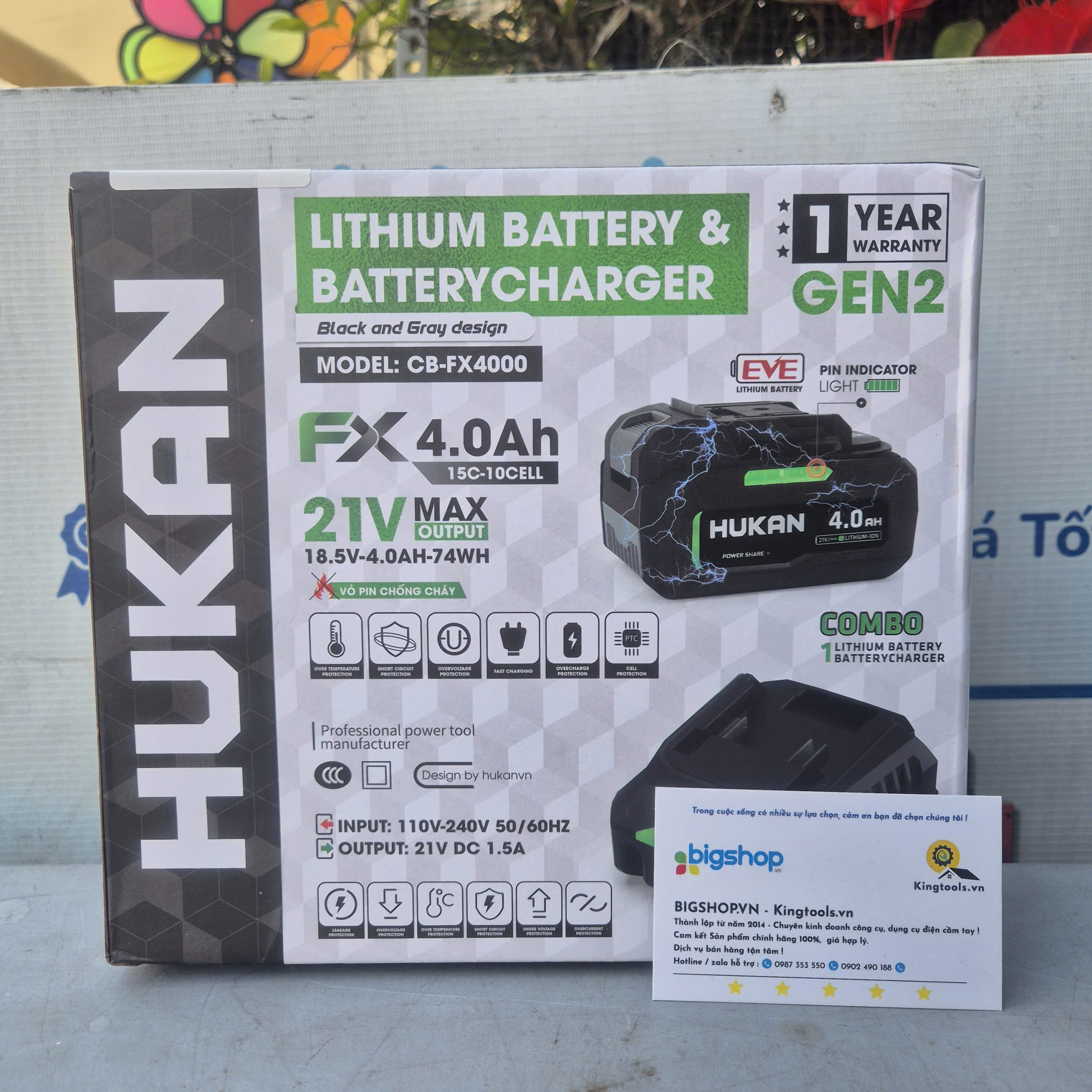 Bộ pin 4.0Ah và sạc 1.5Ah (Gen 2) HUKAN CB-FX4000