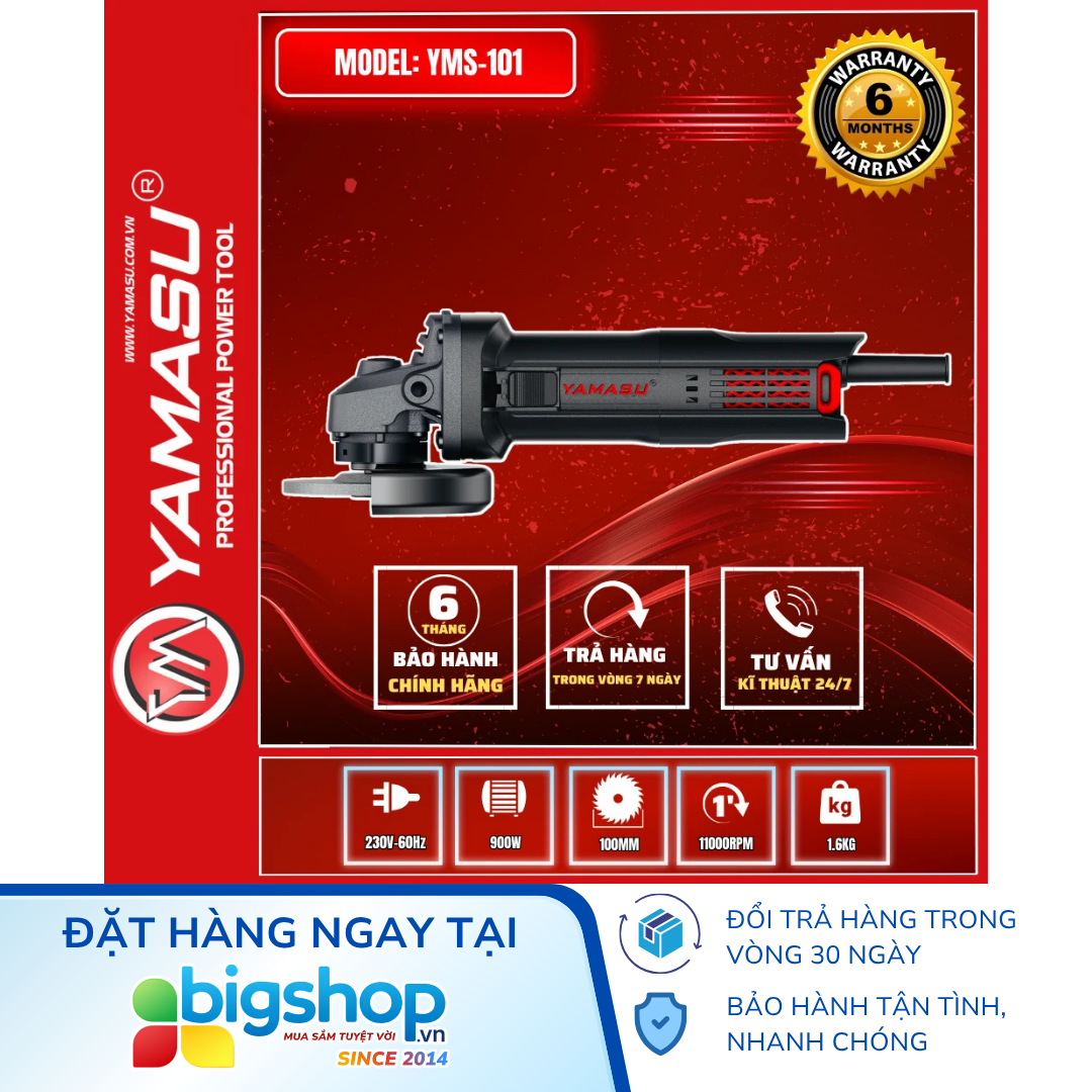 Máy mài góc tay ngắn YAMASU YMS-101 (Công tắc sườn - 900W)