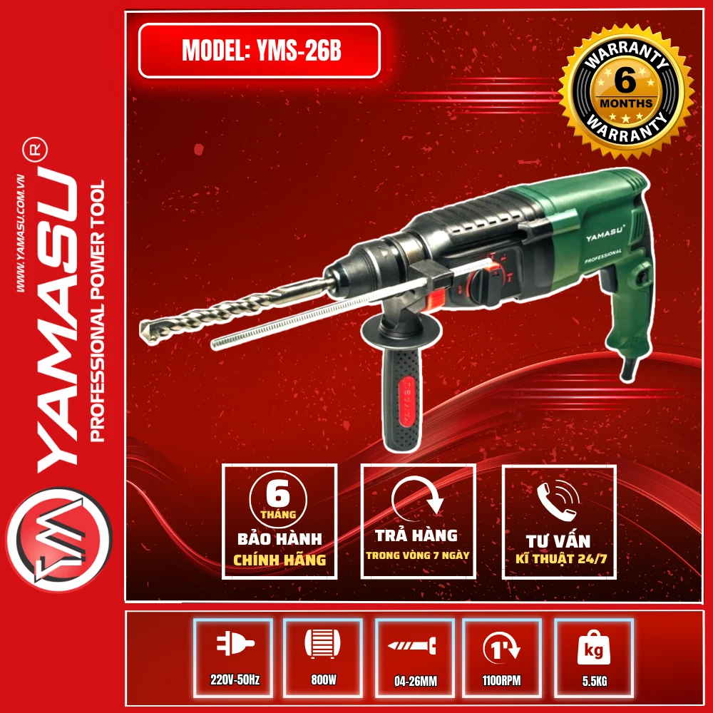 Máy khoan bê tông đảo chiều công tắc Yamasu YMS-26B