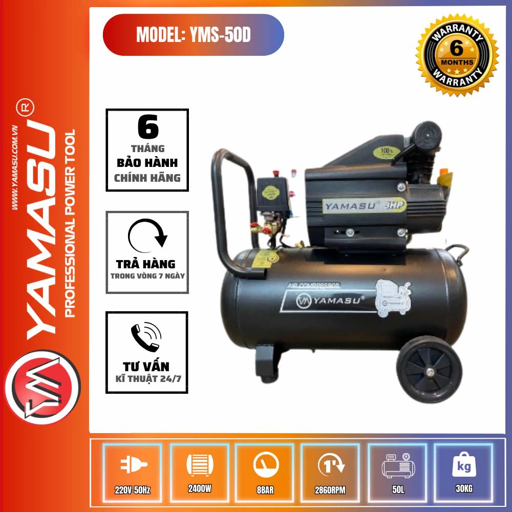 Máy nén khí dầu Yamasu YMS 50D Công suất lớn 2400W