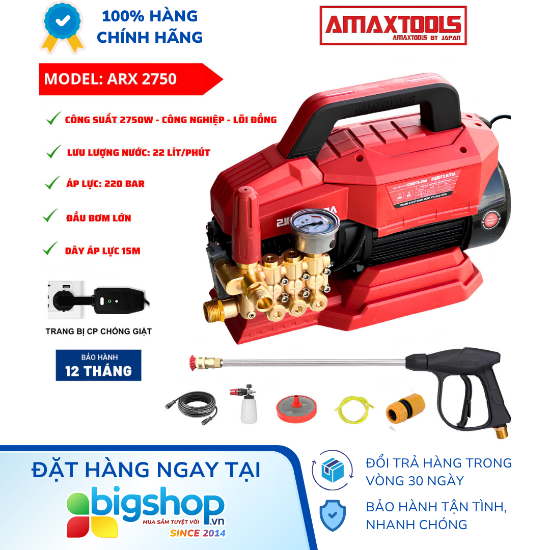 Máy rửa xe cao áp AMAXTOOLS ARX2750 (2750W)