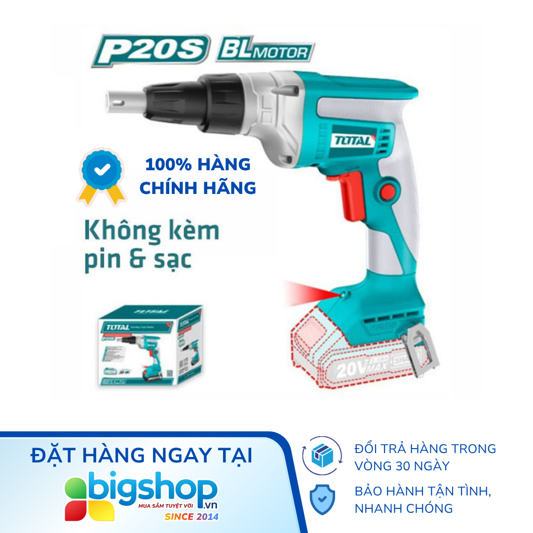 Máy vặn vít thạch cao dùng pin 20V TOTAL TDSLI2042006 (Chưa pin và sạc)