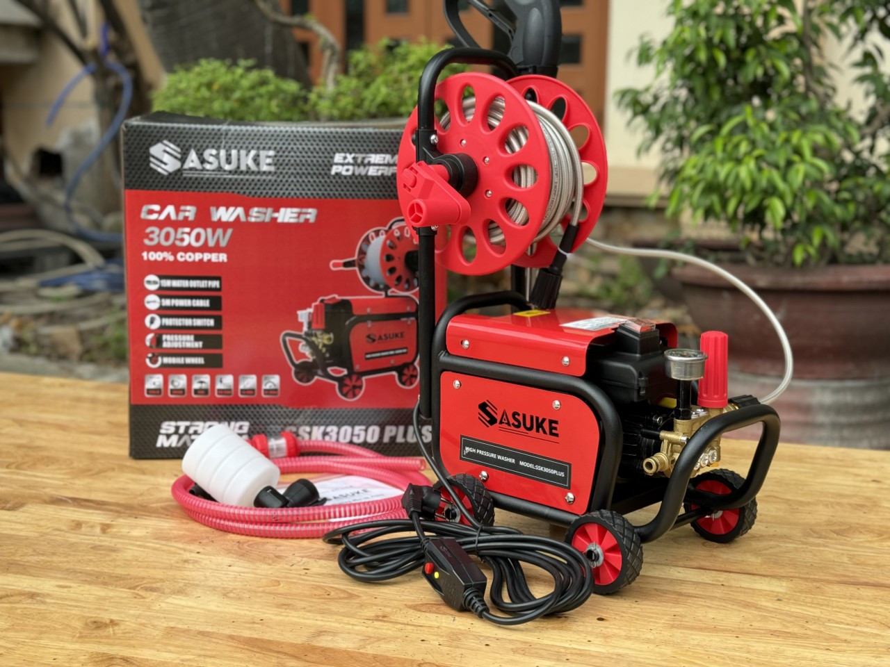 Máy xịt rửa xe cao cấp 3050W Sasuke SSK3050PLUS (Có chỉnh áp)