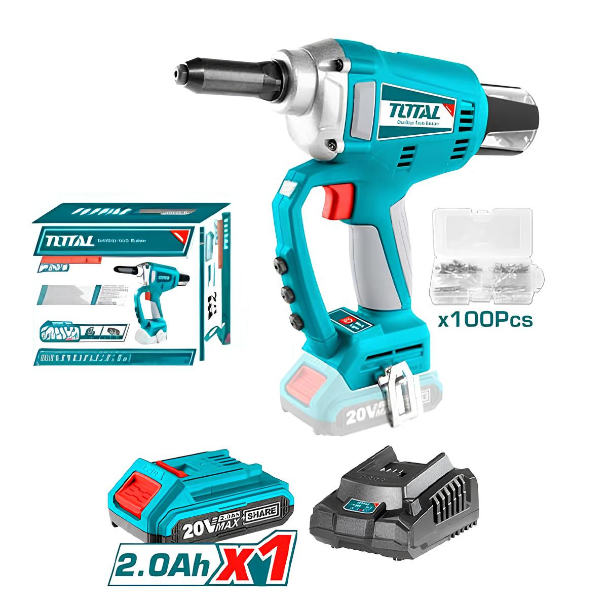 Máy rút rivet dùng pin 20V Total TRTLI20051 (1 Pin 2.0Ah & Sạc)