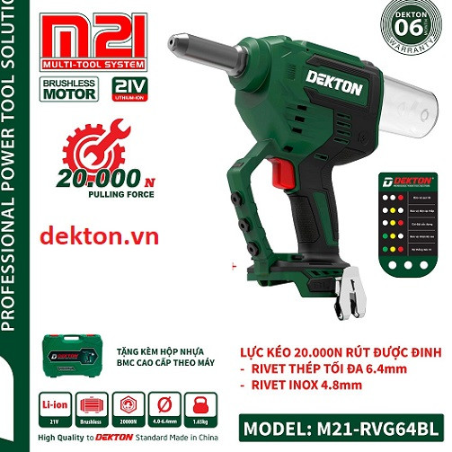 Máy rút rive dùng pin Dekton M21-RVG64BL 