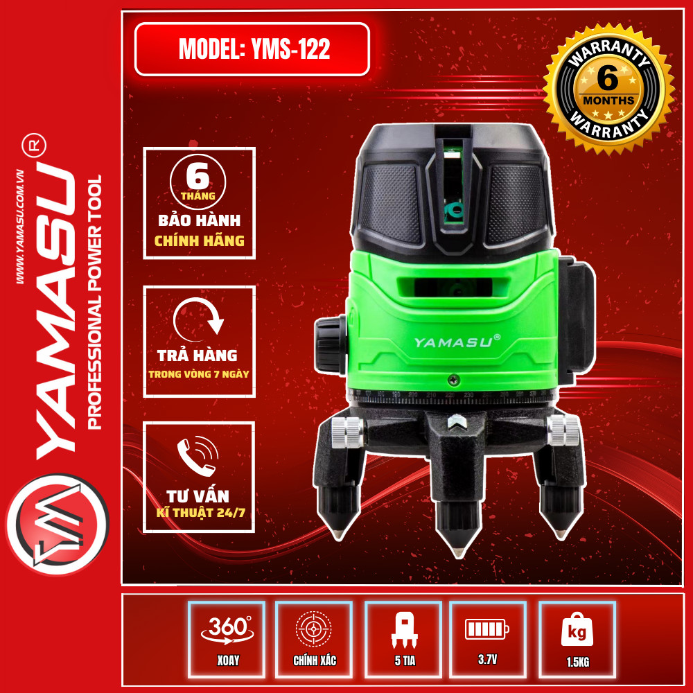 Máy laser cân bằng 5 tia xanh YMS-122