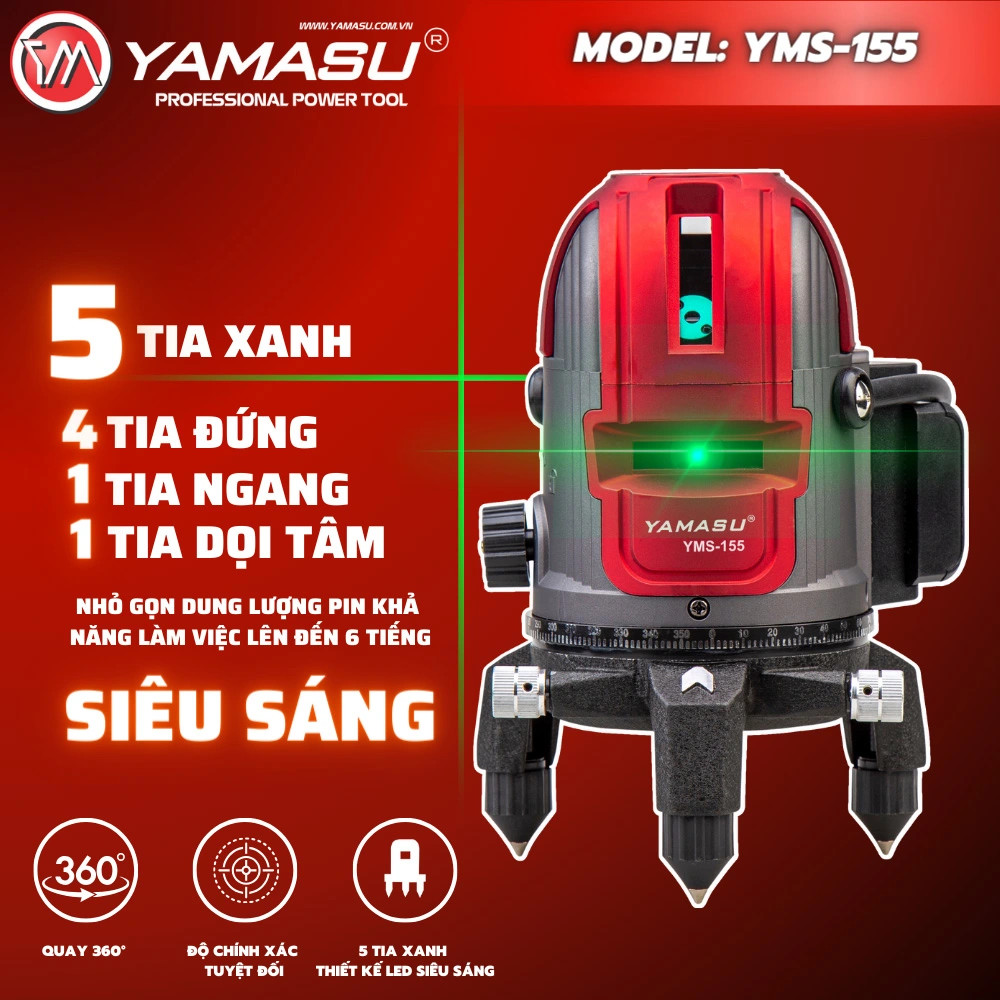 Máy laser cân bằng 5 tia xanh YMS-155