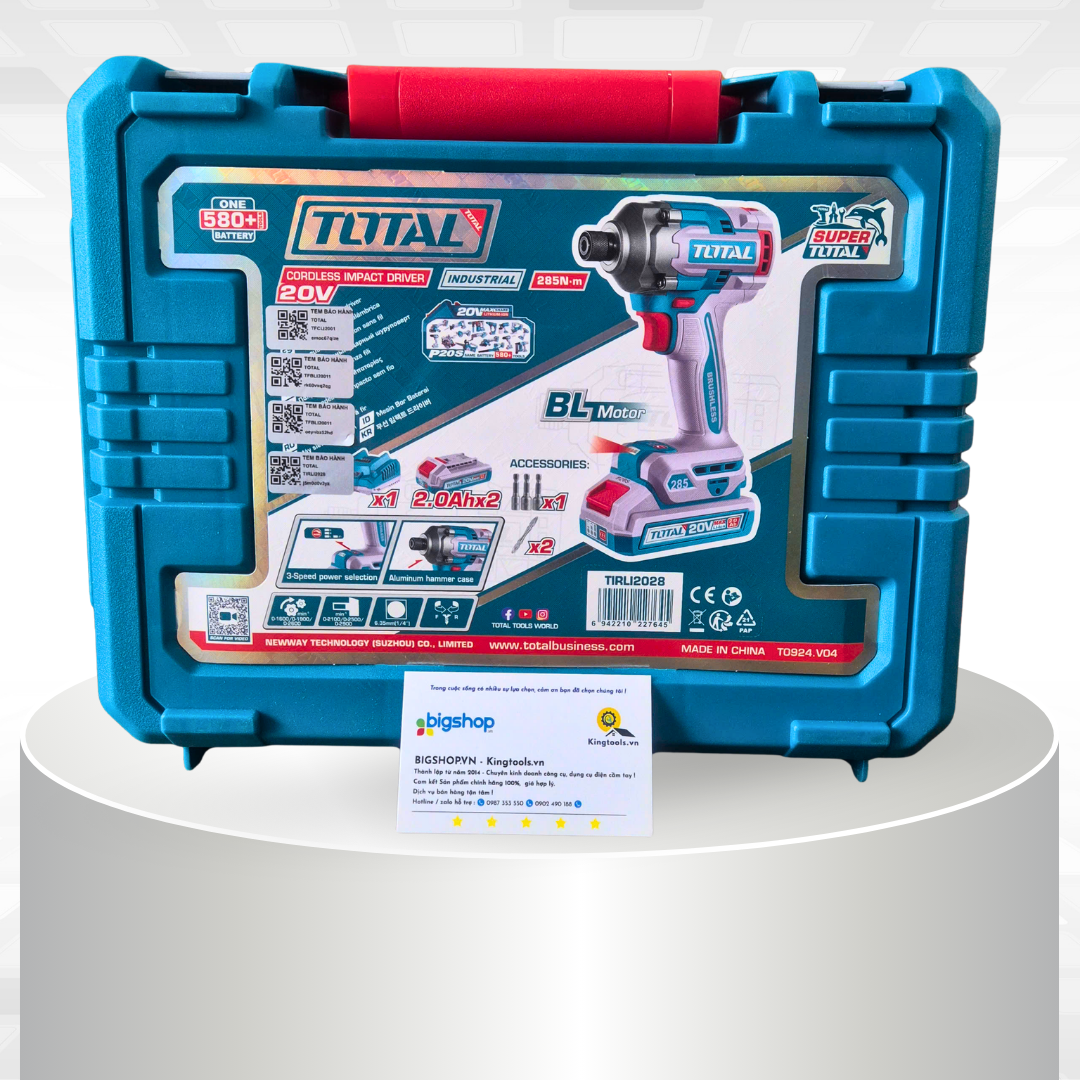 Máy chuyên siết vặn vít dùng pin 285N, 20V TOTAL TIRLI2028 (2 pin 2.0Ah và 1 sạc)